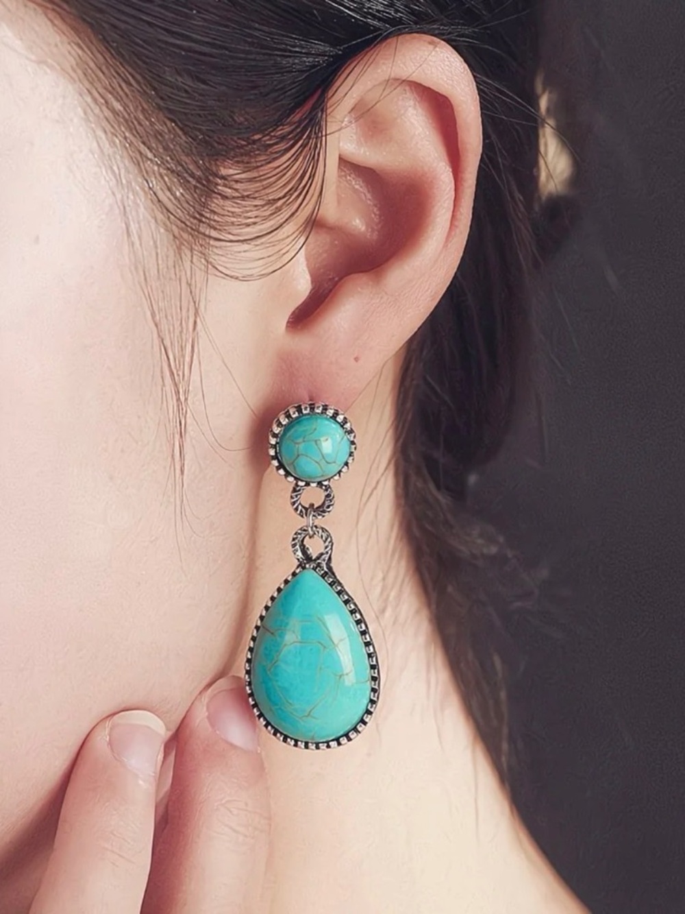 Turquoise Teardrop Dangle Earrings - Women's Jewelry